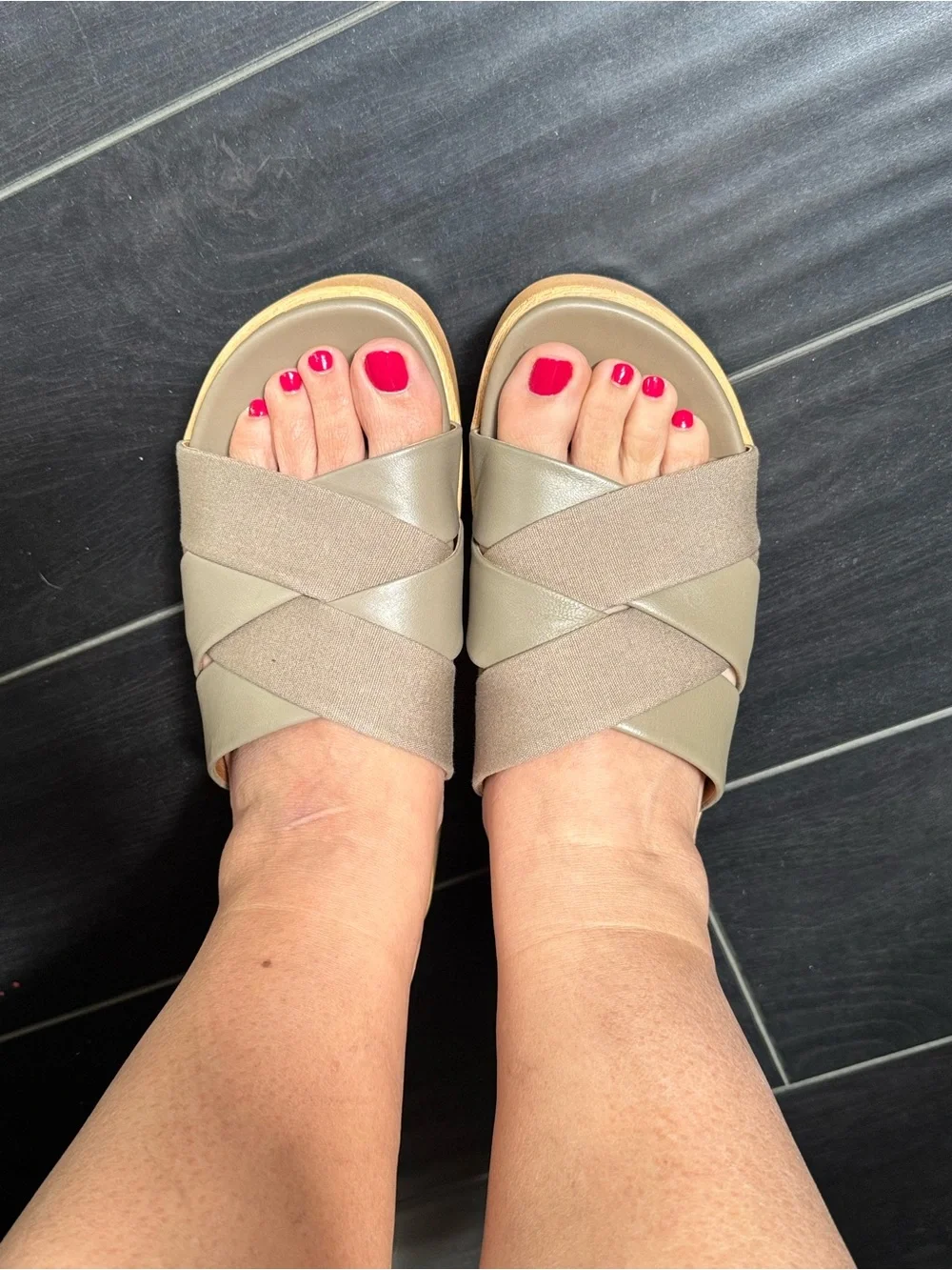 Lucky Brand Women's Taupe Platform Slide Sandals size 8